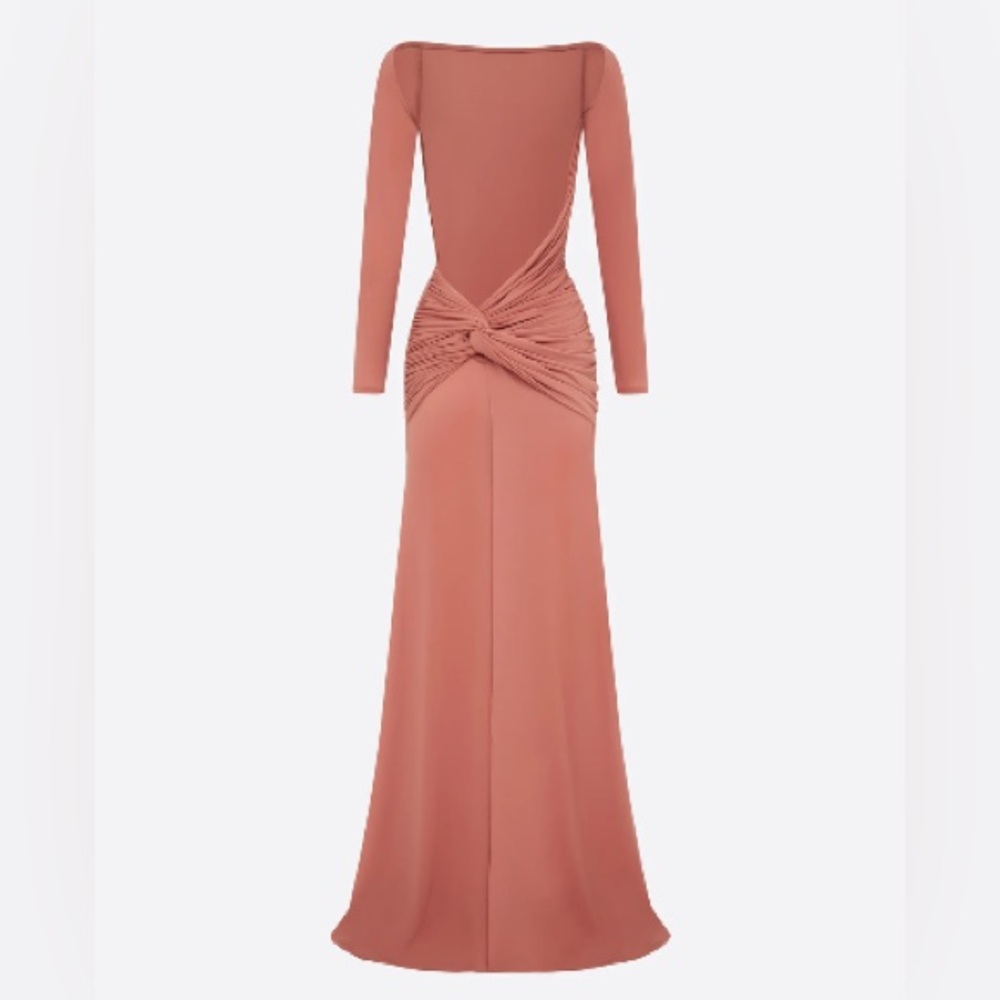 Alex Perry Long Sleeve Terracotta Dress